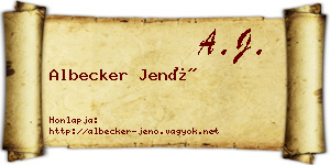 Albecker Jenő névjegykártya